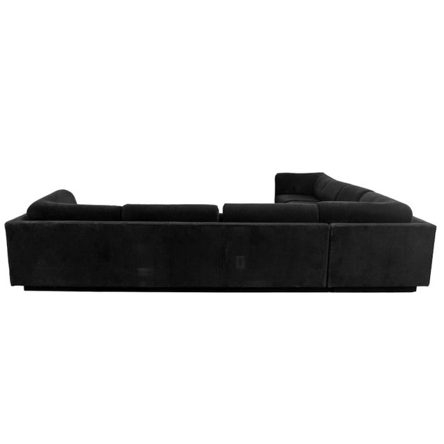 Custom-Made Black Velvet Sectional Sofa For Sale - Image 10 of 10