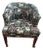 Vintage St. Timothy Hickory Barrel-Back Club Chair on Brass Casters – Floral Tapestry & Nailhead Trim For Sale