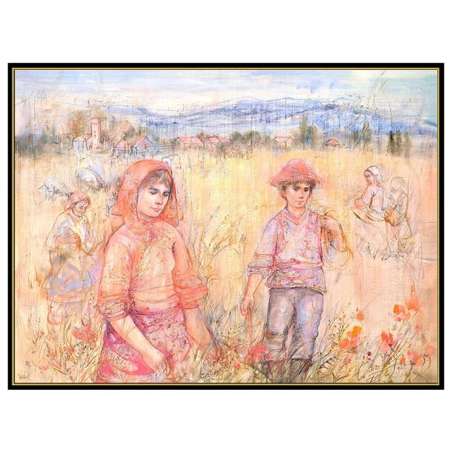Impressionist Mid 20th Century Harvesting The Field, Edna Hibel For Sale - Image 3 of 5