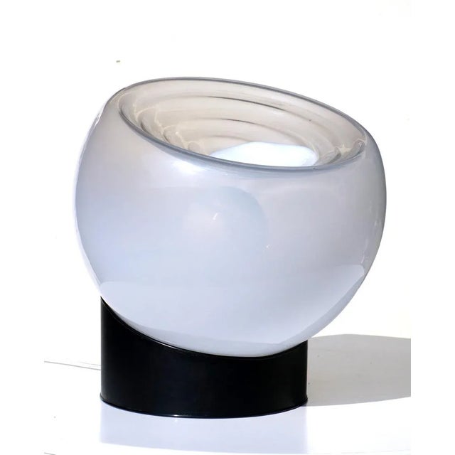 glass Shade Black metal base excellent condition glass perfect h 50 cm diam 41 cm Labeled by Maker,This piece has an...