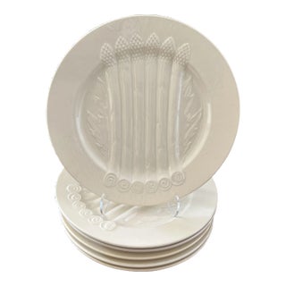 Vintage Cream Boch De Louviere Belgian Asparagus Plates- Set of 6 For Sale