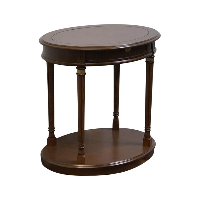 HIGH END VINTAGE Banded Bookmatched Walnut Italian Neoclassical 29" Oval Accent End Table Cannot identify manufacturer,...