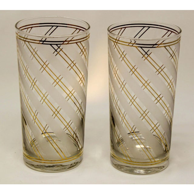 Vintage Art Deco Culver Gold Striped Set of 2 High Ball Tumblers For Sale - Image 13 of 13