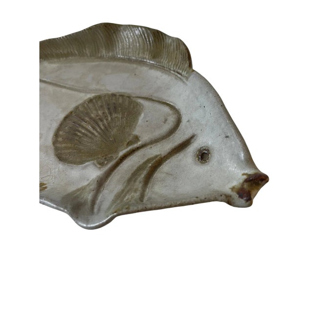 Ceramic Mid-Century Ceramic Vintage Artisan Signed Pottery Decorative Fish Platter For Sale - Image 7 of 13