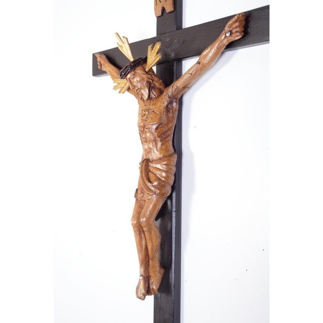 Late 19th Century Linden Wood Carved Crucifix, Bohemia, 1800s For Sale - Image 6 of 15