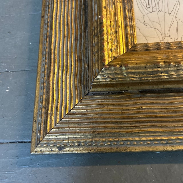 1940s 1940’s Original Abstract Life Study Ink Drawing Chunky Gold Frame For Sale - Image 5 of 6