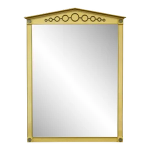 Vintage Hollywood Regency Neoclassical Brass Ring Cream Painted Wall Mirror