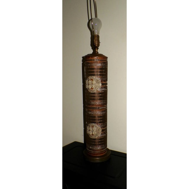 Vintage Pair Wallpaper Printing Roller Table Lamps Antique Roller Cylinder Lamps For Sale - Image 11 of 16