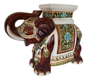 Large Ceramic Elephant Garden Stool or Plant Stand, 1960s