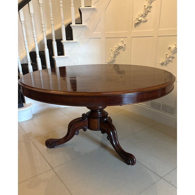 Mid 19th Century Antique Victorian Circular Tilt-Top Dining Table in Mahogany, 1860 For Sale - Image 5 of 10