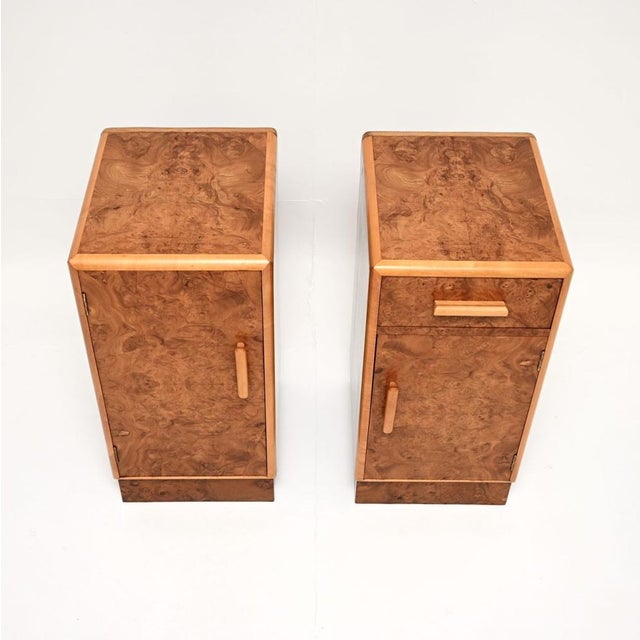 Art Deco Burr Walnut Bedside Cabinets, 1930, Set of 2 For Sale - Image 6 of 11