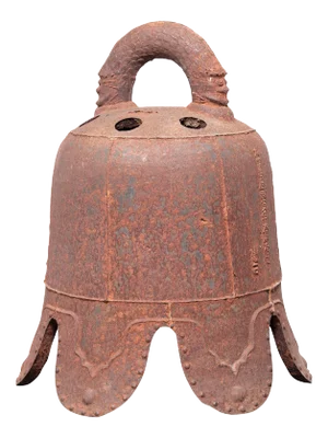 Chinese Ming Iron Bell with Dragon Handle, c. 1600