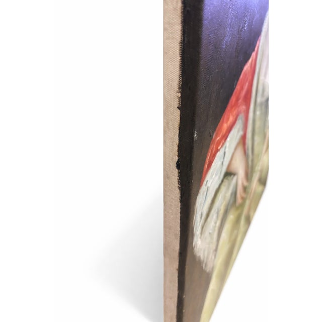 1970s Unframed 20 X 24 Romantic European Style Oil Portrait of Woman – Classical Salon Style For Sale In San Diego - Image 6 of 13