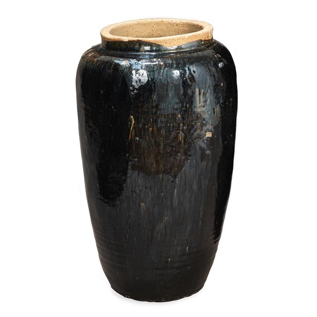 Tall Vintage Black Earthenware Jar, 1920s For Sale - Image 4 of 8