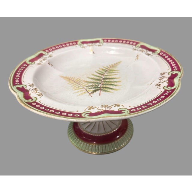 Antique Old Paris Porcelain Fern Leaf Decorated Compote Serving Dish For Sale - Image 6 of 6