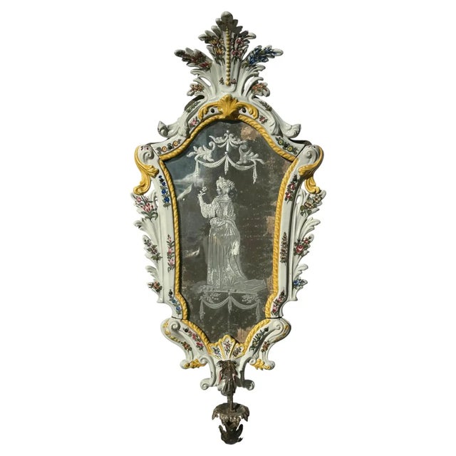 19th Century Four 19th Century Italian Le Nove Faience Mirror Sconces For Sale - Image 5 of 9
