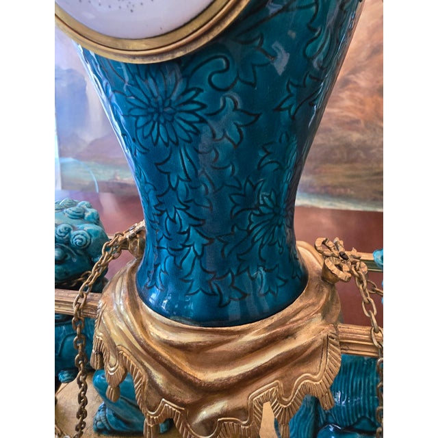 Antique Chinese Porcelain Bronze Clock Set For Sale - Image 16 of 16