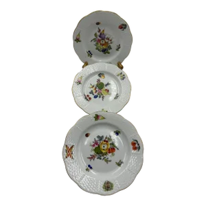Herend Fruits and Flowers ( Bfr) #516 Bread & Butter Plates- Set of 3