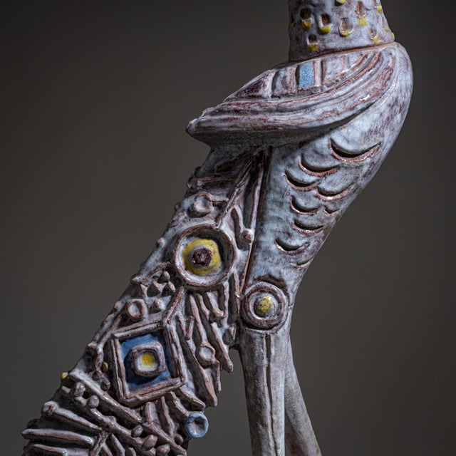 Gray Terracotta Peacock by Mitri Giovan Battista (1915–2000), Venice, Italy, 1950s For Sale - Image 8 of 10