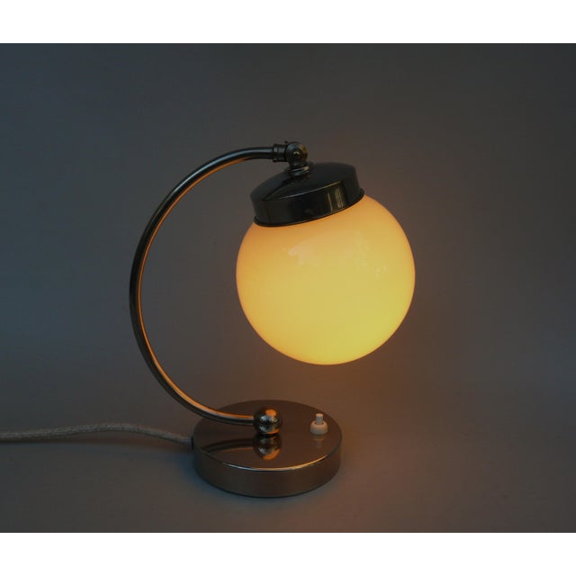 Beige Vintage Bauhaus Bedside Lamp with Beige Cased Glass Shade, 1920s For Sale - Image 8 of 18