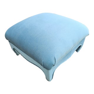 1990s Large Boho Chic Light Blue Velvet Ottoman Attributed to Carsons For Sale