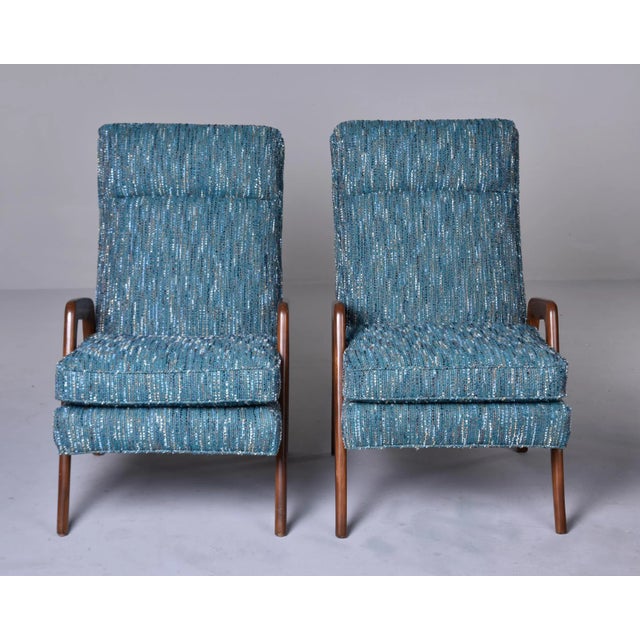 Mid Century Italian Chairs With New Teal Tweed Upholstery - Pair For Sale In Detroit - Image 6 of 13
