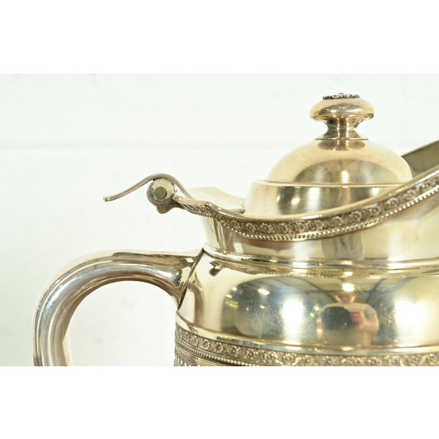 Metal Antique Tiffany & Co. Victorian Silverplate Repoussé Pitcher For Sale - Image 7 of 12