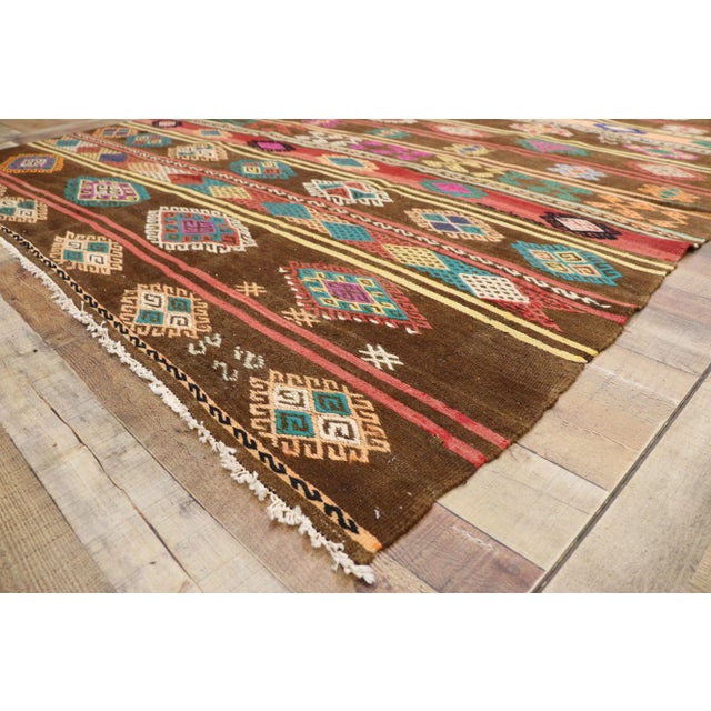 1950s Vintage Turkish Balikesir Jajim Kilim Rug - 6′10″ × 11′ For Sale In Dallas - Image 6 of 10