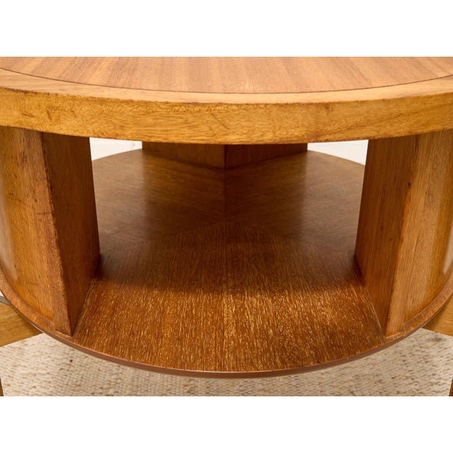 Vintage Brown Saltman Mid-Century Modern Round Walnut Side Table With Geometric Top For Sale - Image 11 of 12