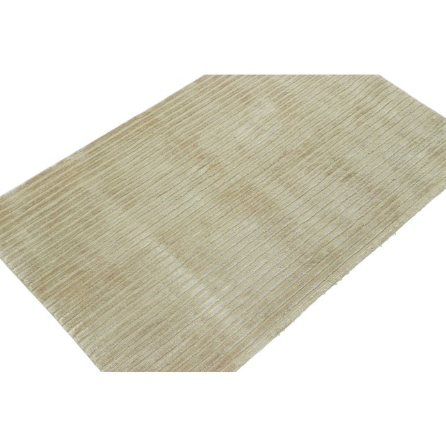 Rug & Kilim Rug & Kilim’s Modern Rug in Beige With Textural Stripes For Sale - Image 4 of 7
