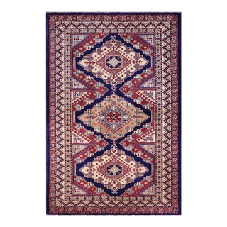 Rustic Shirwan Blue/Beige Wool Rug - 4'4''x5'11'' For Sale