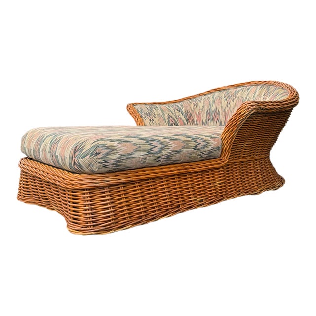 Vintage Steve Chase–Style Rattan Chaise Lounge | Palm Springs Hollywood Regency For Sale