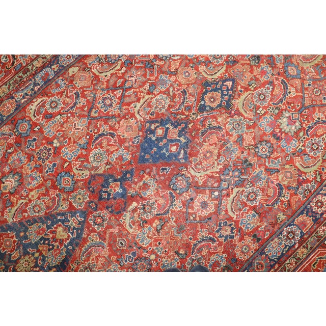 Zabihi Collection Red Blue Persian Corridor Rug For Sale - Image 4 of 12