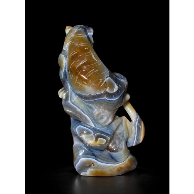 Hand-Carved Gemstone Tiger Agate on Amethyst Rock For Sale - Image 13 of 13
