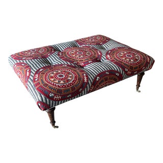 Ottoman Upholstered With Schumacher Fabric For Sale