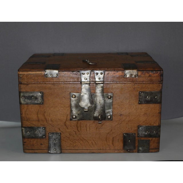 Oak Chest with Iron Bands, 18th Century For Sale - Image 9 of 11