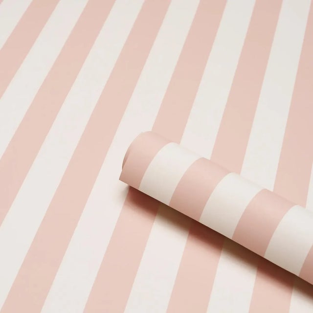 Contemporary SAMPLE - Schumacher Emma Stripe Wallpaper In Blush For Sale - Image 3 of 4
