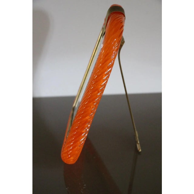 Mid-Century Modern Orange Twisted Murano Glass and Brass Photo Frame, 2000s For Sale - Image 3 of 15