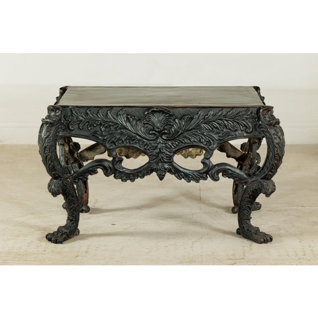 Late 20th Century Bronze Table with Sculpted Lion Heads, Paw Feet, and Ornate Foliage Detailing For Sale - Image 16 of 18
