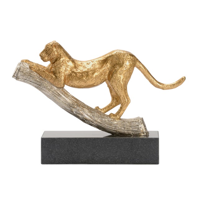 Spruce up your bookshelves or tabletops with our high quality, hand crafted leopard statue. This exotic cast iron accent...