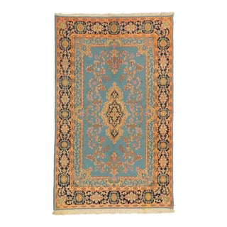 Vintage Blue Persian Kerman Rug - 04'11 X 08'00 For Sale