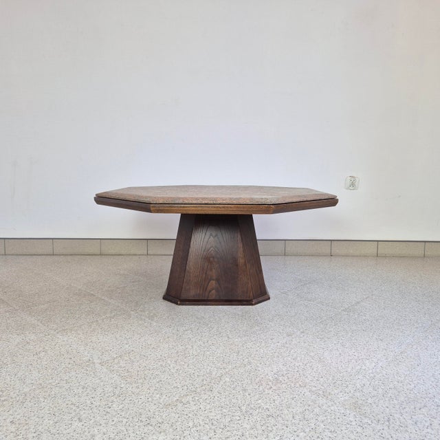 Bauhaus Vintage Octagonal Coffee Table with Stone Top, Germany, 1960s For Sale - Image 3 of 9