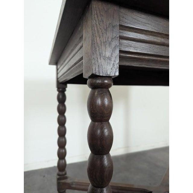 Oak Table with Spool Legs For Sale - Image 5 of 7
