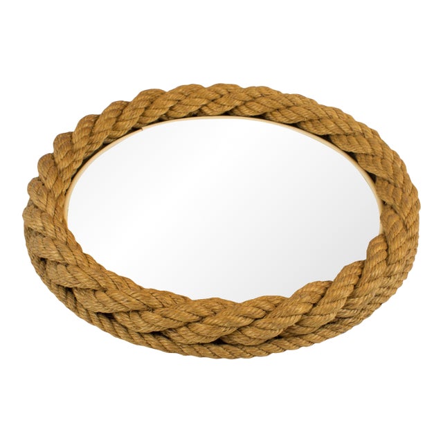 Mid-Century Audoux Minet Wall-Mounted Nautical Rope Mirror For Sale