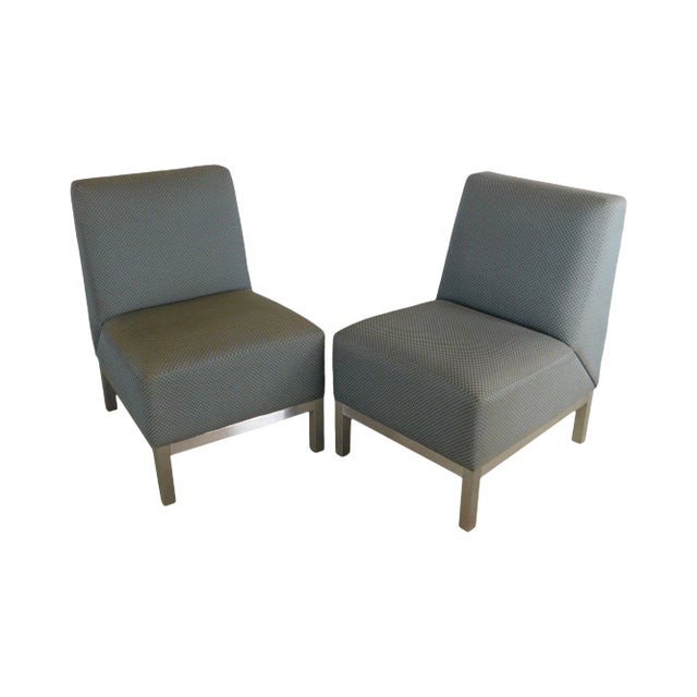 Mid-Century Modern Chrome Base Lounge Chairs - a Pair For Sale