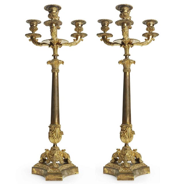 Empire Three-Layer Candleholders in Gilded Bronze, 1800s, Set of 2 For Sale - Image 6 of 6