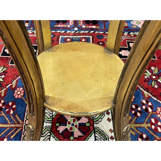 Bolster in Gilded Wood and Marble Top, 1970s For Sale - Image 4 of 9