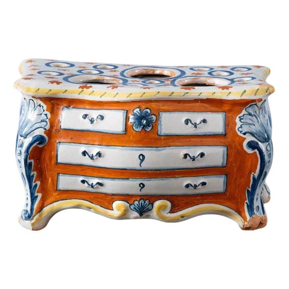 Orange and Blue Commode Bough Pot from Nevers Faience, 18th Century ...