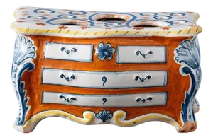 Orange and Blue Commode Bough Pot from Nevers Faience, 18th Century