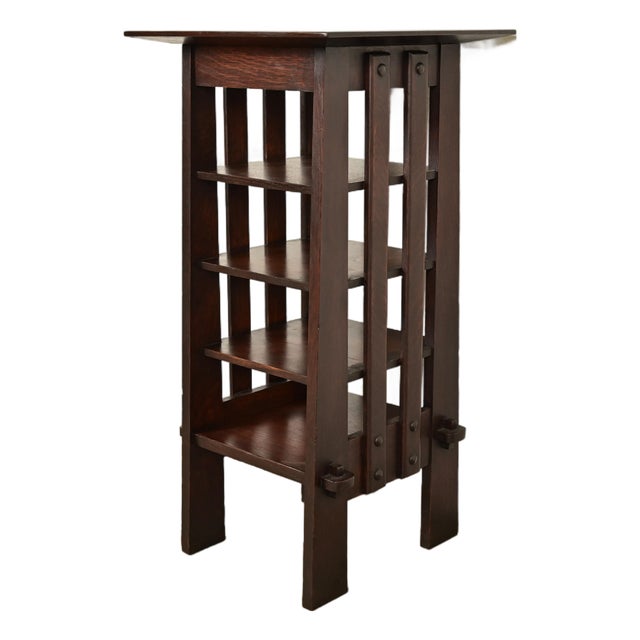Stickley Brothers Style Antique Mission Oak Arts & Crafts Bookstand or Magazine Rack, Newly Refinished For Sale